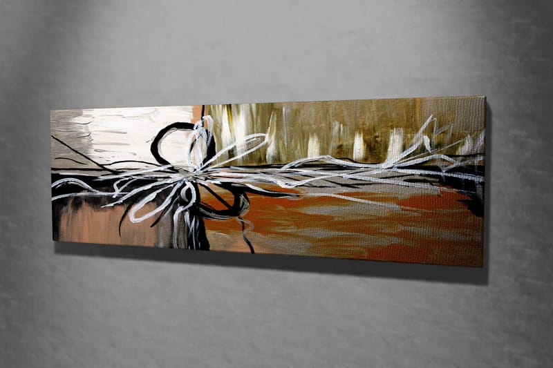 Canvastavla 80x30 cm - Abstrakt komposition med snören och former - Beige / Svart / Vit - Inredning - Tavlor & posters - Canvastavla