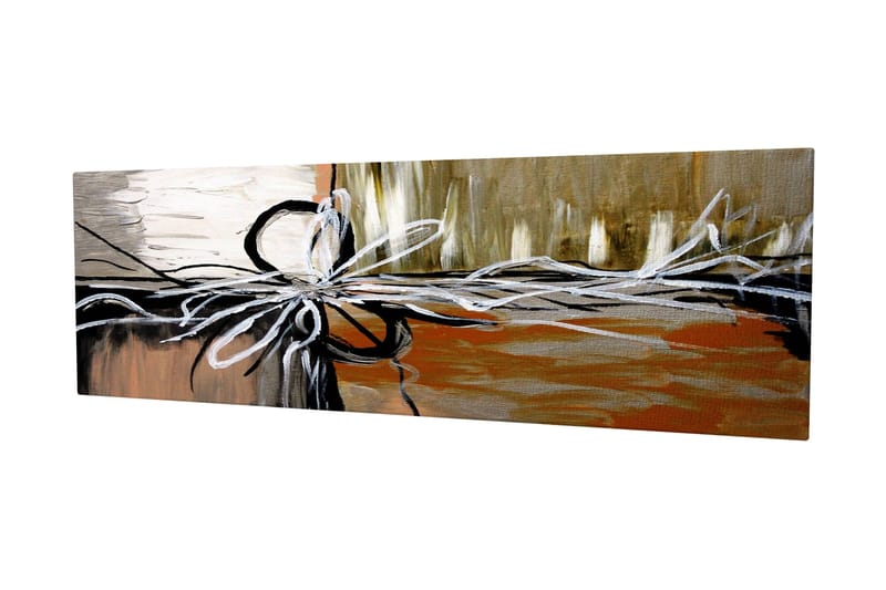 Canvastavla 80x30 cm - Abstrakt komposition med snören och former - Beige / Svart / Vit - Inredning - Tavlor & posters - Canvastavla