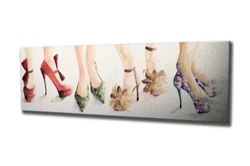 Canvastavla 80x30 cm - Färgglada högklackade skor i olika stilar - Röd / Grön / Rosa - Inredning - Tavlor & posters - Canvastavla