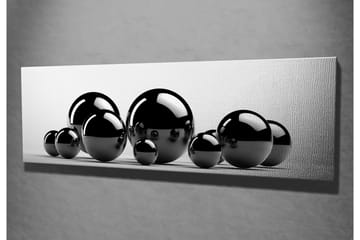 Canvastavla 80x30 cm - Reflekterande svarta sfärer i varierande storlekar - Svart / Grå - Inredning - Tavlor & posters - Canvastavla
