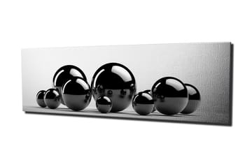 Canvastavla 80x30 cm - Reflekterande svarta sfärer i varierande storlekar - Svart / Grå - Inredning - Tavlor & posters - Canvastavla