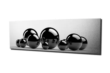 Canvastavla 80x30 cm - Reflekterande svarta sfärer i varierande storlekar - Svart / Grå - Inredning - Tavlor & posters - Canvastavla