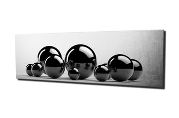 Canvastavla 80x30 cm - Reflekterande svarta sfärer i varierande storlekar - Svart / Grå - Inredning - Tavlor & posters - Canvastavla