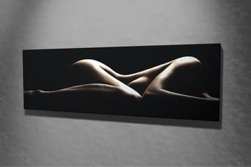 Canvastavla 80x30 cm - Sensuell komposition av nakna kroppar i mjuka former - Beige / Svart - Inredning - Tavlor & posters - Canvastavla