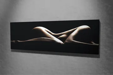 Canvastavla 80x30 cm - Sensuell komposition av nakna kroppar i mjuka former - Beige / Svart - Inredning - Tavlor & posters - Canvastavla