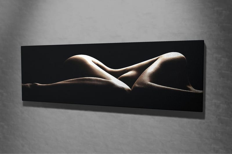 Canvastavla 80x30 cm - Sensuell komposition av nakna kroppar i mjuka former - Beige / Svart - Inredning - Tavlor & posters - Canvastavla
