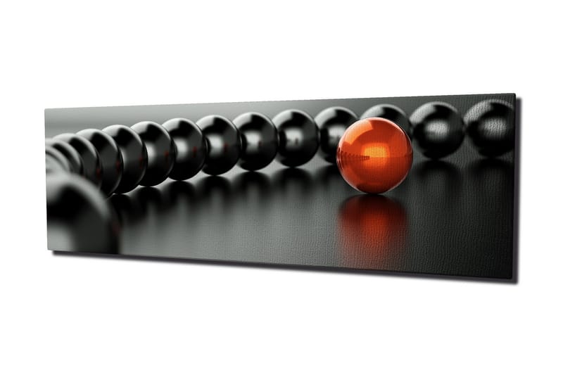 Canvastavla 80x30 cm - Svart och röd kulkedja med en framträdande röd kula - Svart / Röd - Inredning - Tavlor & posters - Canvastavla