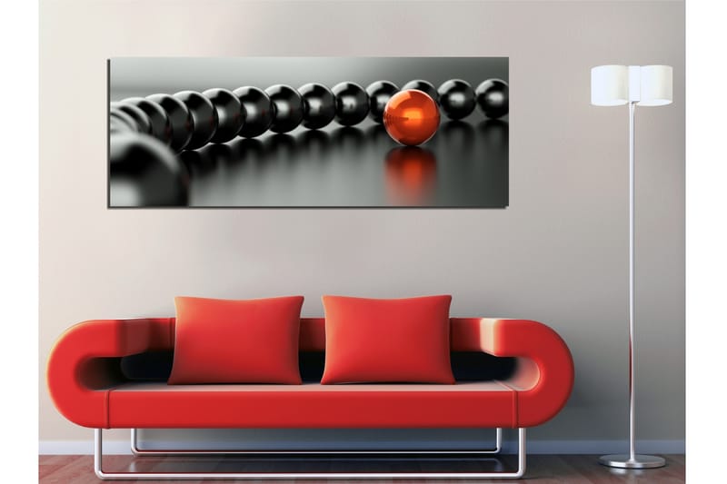 Canvastavla 80x30 cm - Svart och röd kulkedja med en framträdande röd kula - Svart / Röd - Inredning - Tavlor & posters - Canvastavla