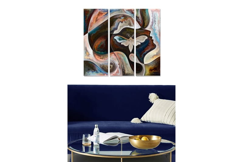 Canvastavla Abstract 3-pack Flerfärgad, 20x50 cm