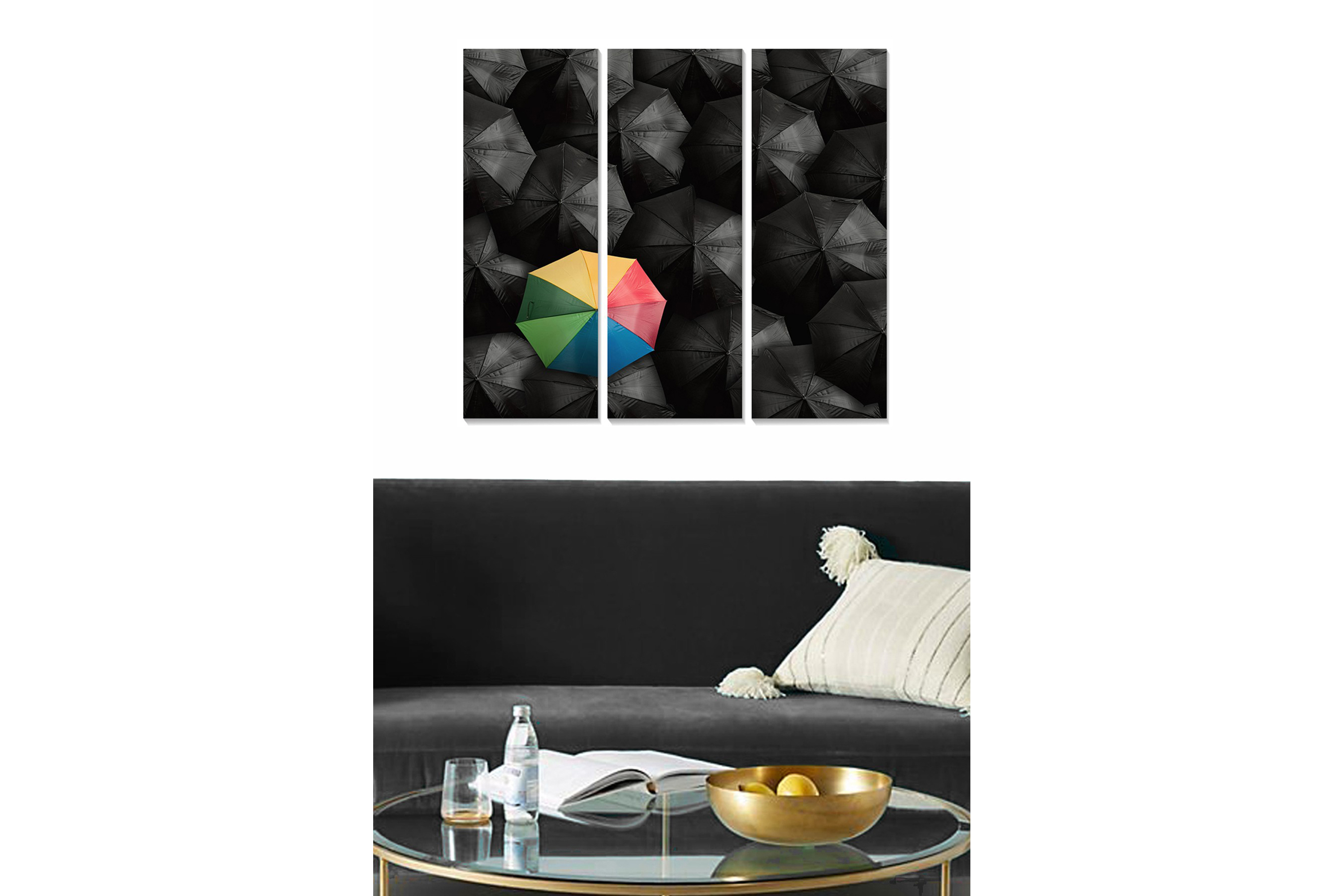 Canvastavla Abstract 3-pack Flerfärgad 20x50 cm