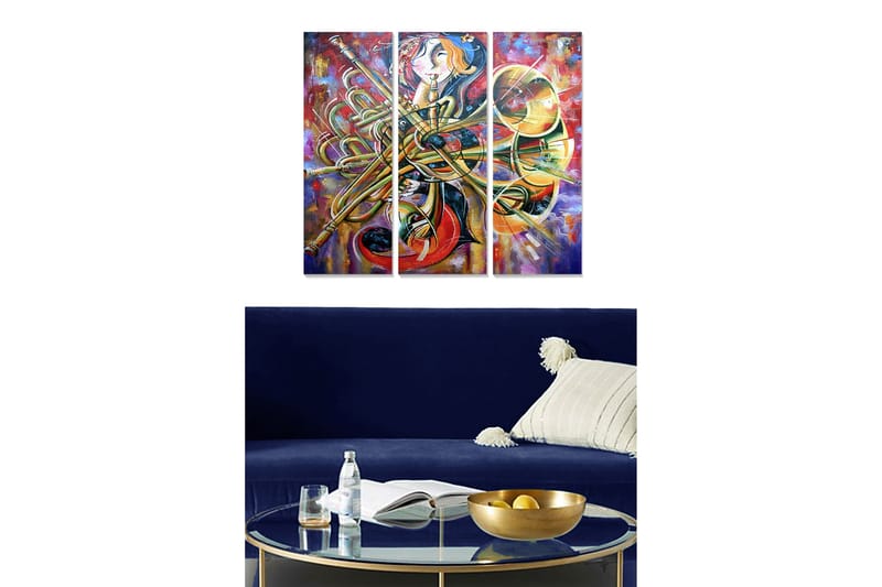Canvastavla Abstract 3-pack Flerfärgad - 20x50 cm - Inredning - Tavlor & posters - Canvastavla