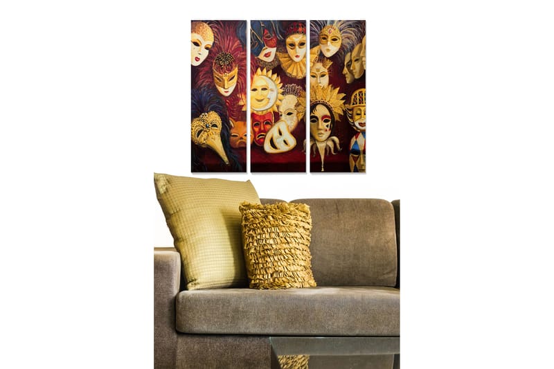 Canvastavla Abstract 3-pack Flerfärgad - 20x50 cm - Inredning - Tavlor & posters - Canvastavla