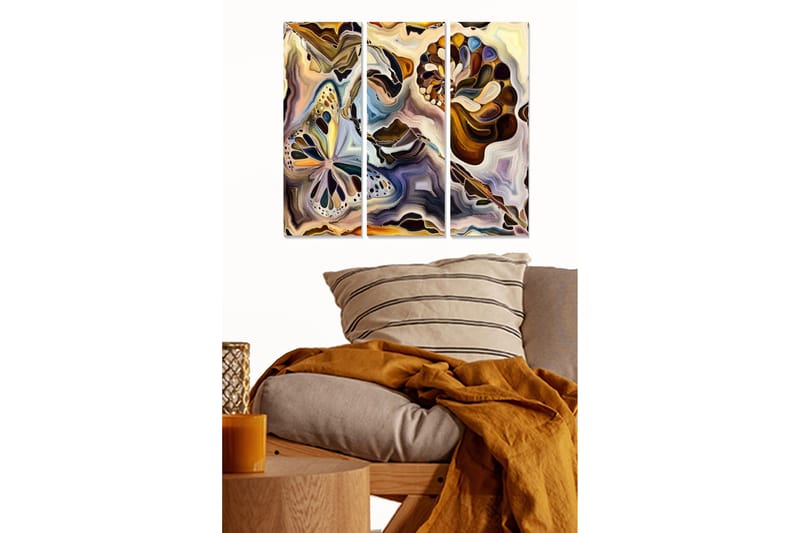 Canvastavla Abstract 3-pack Flerfärgad, 20x50 cm