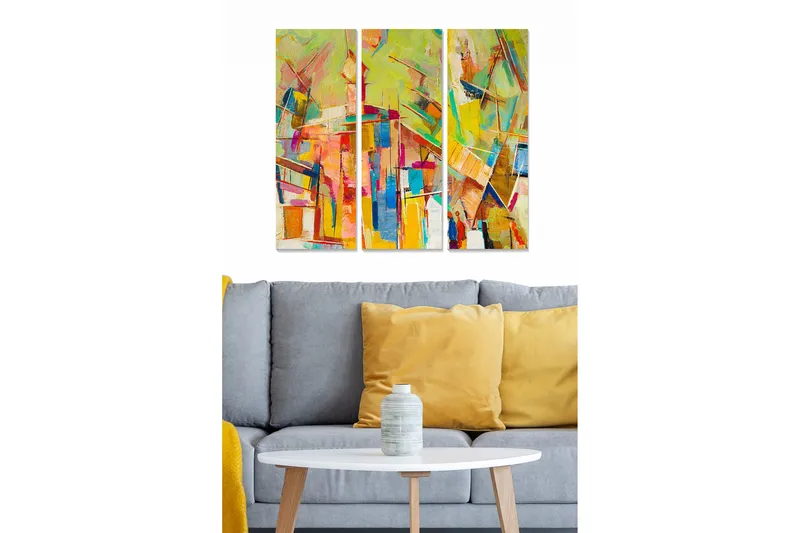Canvastavla Abstract 3-pack Flerfärgad, 20x50 cm