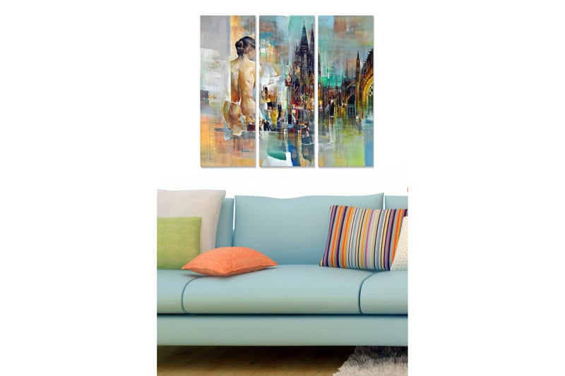 Canvastavla Abstract 3-pack Flerfärgad, 20x50 cm