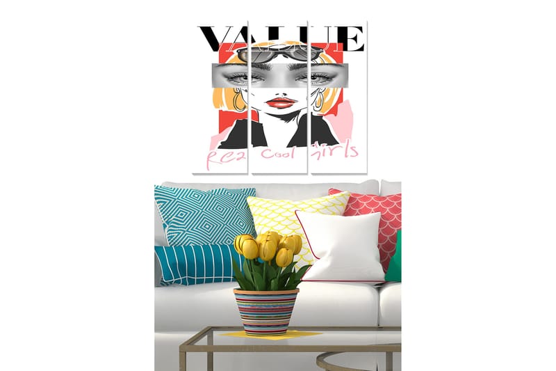 Canvastavla Abstract 3-pack Flerfärgad, 20x50 cm