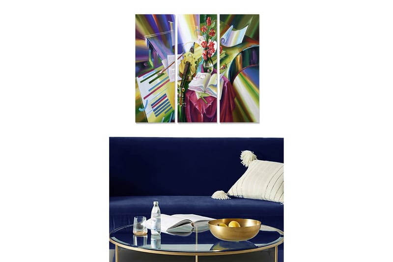 Canvastavla Abstract 3-pack Flerfärgad, 20x50 cm