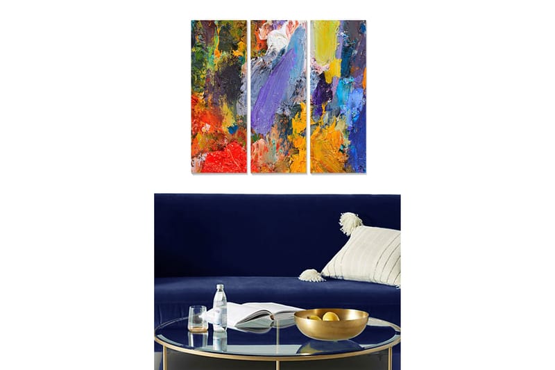 Canvastavla Abstract 3-pack Flerfärgad, 20x50 cm