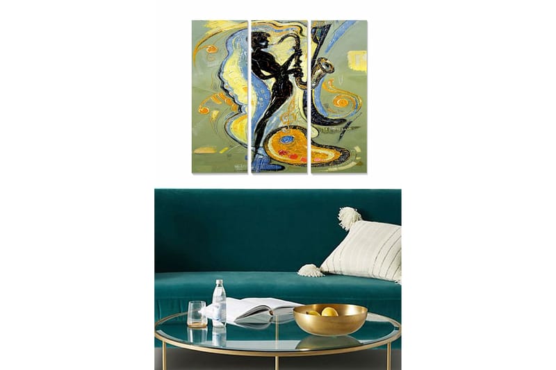 Canvastavla Abstract 3-pack Flerfärgad, 20x50 cm