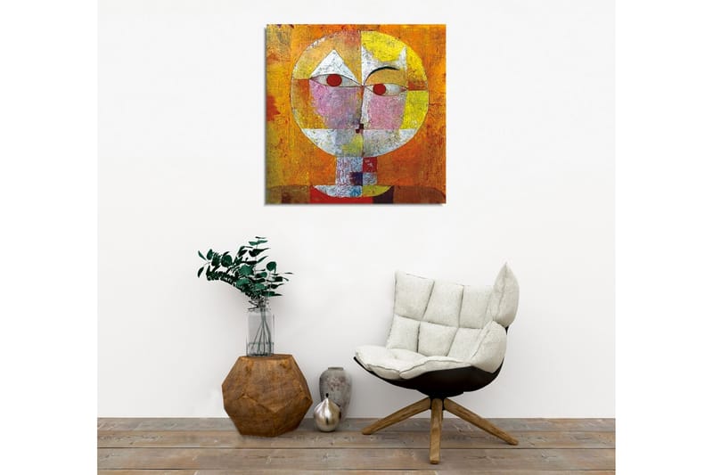 Canvastavla - Abstrakt ansikte med geometriska former och starka färger - Orange / Röd / Vit - Inredning - Tavlor & posters - Canvastavla