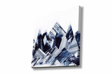 Canvastavla - Abstrakt berglandskap med geometriska former - Mörkblå / Grå / Vit - Inredning - Tavlor & posters - Canvastavla