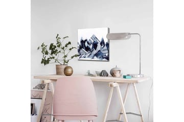 Canvastavla - Abstrakt berglandskap med geometriska former - Mörkblå / Grå / Vit - Inredning - Tavlor & posters - Canvastavla