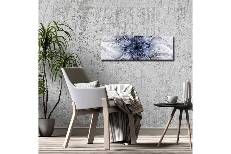 Canvastavla - Abstrakt blommotiv med svävande former - Blå / Vit / Svart - Inredning - Tavlor & posters - Canvastavla