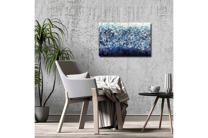 Canvastavla - Abstrakt havslandskap med nyanser av blått och vita inslag - Mörkblå / Ljusblå / Vit - Inredning - Tavlor & posters - Canvastavla