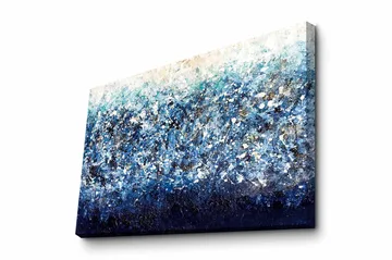 Canvastavla - Abstrakt havslandskap med nyanser av blått och vita inslag - Mörkblå / Ljusblå / Vit - Inredning - Tavlor & posters - Canvastavla