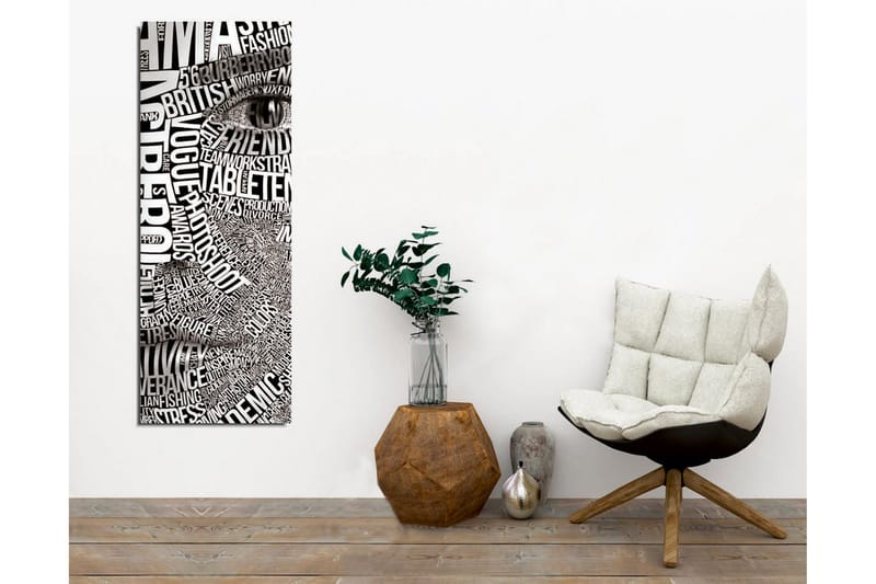 Canvastavla - Abstrakt komposition av text och ögonmotiv - Svart / Vitt - Inredning - Tavlor & posters - Canvastavla