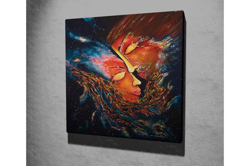 Canvastavla - Abstrakt komposition med ansikten som smälter samman i en kosmisk miljö - Röd / Orange / Svart - Inredning - Tavlor & posters - Canvastavla