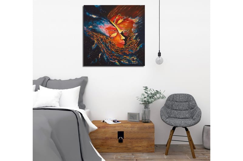 Canvastavla - Abstrakt komposition med ansikten som smälter samman i en kosmisk miljö - Röd / Orange / Svart - Inredning - Tavlor & posters - Canvastavla