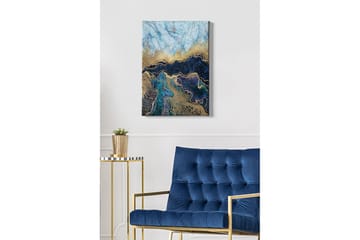 Canvastavla - Abstrakt komposition med blå och gyllene nyanser - Blå / Guld / Mörkblå - Inredning - Tavlor & posters - Canvastavla