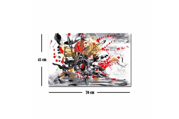 Canvastavla - Abstrakt komposition med blommor och dynamiska linjer - Röd / Svart / Guld - Inredning - Tavlor & posters - Canvastavla