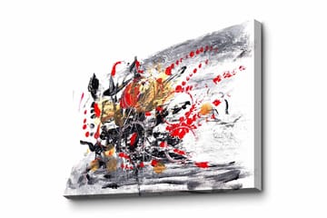 Canvastavla - Abstrakt komposition med blommor och dynamiska linjer - Röd / Svart / Guld - Inredning - Tavlor & posters - Canvastavla