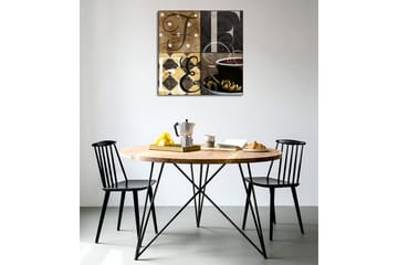 Canvastavla - Abstrakt komposition med bokstäver och en kaffekopp - Brun / Svart / Guld - Inredning - Tavlor & posters - Canvastavla