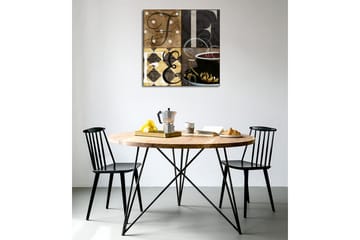 Canvastavla - Abstrakt komposition med bokstäver och en kaffekopp - Brun / Svart / Guld - Inredning - Tavlor & posters - Canvastavla