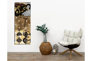 Canvastavla - Abstrakt komposition med bokstäver och mönster - Svart / Guld / Beige - Inredning - Tavlor & posters - Canvastavla