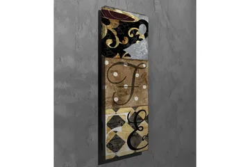 Canvastavla - Abstrakt komposition med bokstäver och mönster - Svart / Guld / Beige - Inredning - Tavlor & posters - Canvastavla