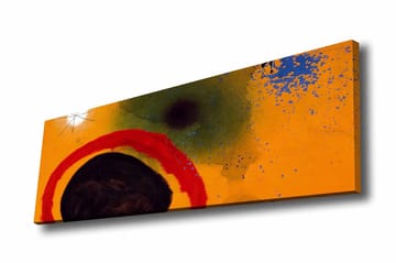 Canvastavla - Abstrakt komposition med cirkulära former och färgglada inslag - Orange / Svart / Röd - Inredning - Tavlor & posters - Canvastavla