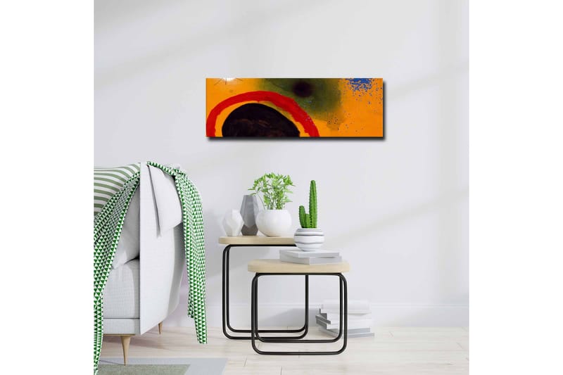 Canvastavla - Abstrakt komposition med cirkulära former och färgglada inslag - Orange / Svart / Röd - Inredning - Tavlor & posters - Canvastavla
