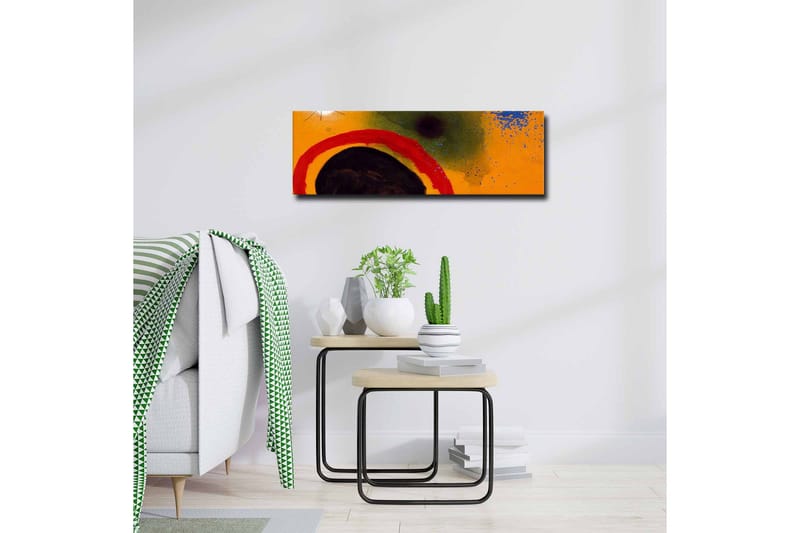 Canvastavla - Abstrakt komposition med cirkulära former och färgglada inslag - Orange / Svart / Röd - Inredning - Tavlor & posters - Canvastavla