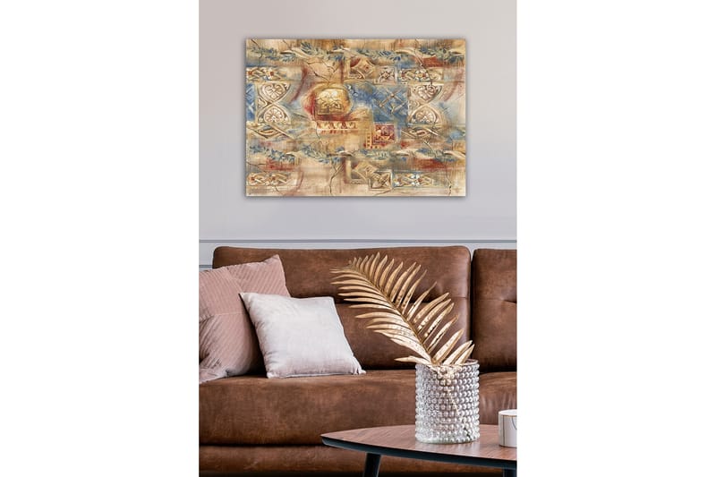 Canvastavla - Abstrakt komposition med dekorativa mönster och texturer - Beige / Blå / Röd - Inredning - Tavlor & posters - Canvastavla