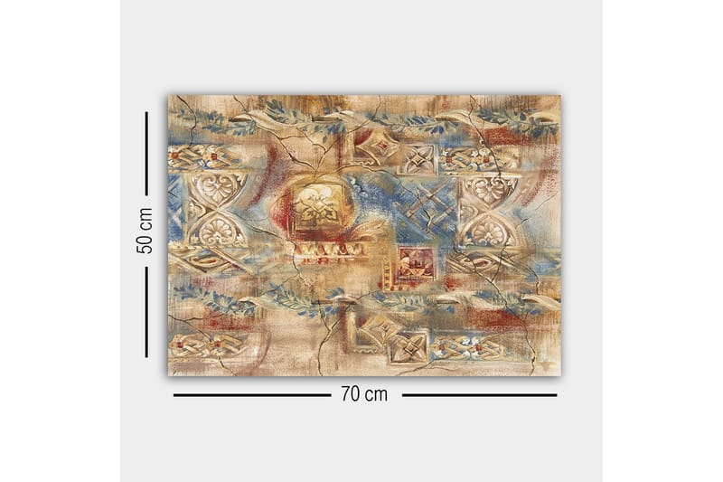 Canvastavla - Abstrakt komposition med dekorativa mönster och texturer - Beige / Blå / Röd - Inredning - Tavlor & posters - Canvastavla