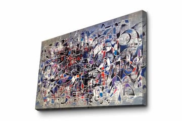 Canvastavla - Abstrakt komposition med dynamiska linjer och former - Mörkblå / Röd / Vit - Inredning - Tavlor & posters - Canvastavla