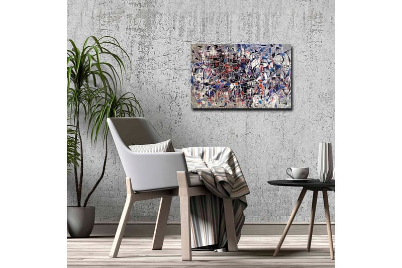 Canvastavla - Abstrakt komposition med dynamiska linjer och former - Mörkblå / Röd / Vit - Inredning - Tavlor & posters - Canvastavla
