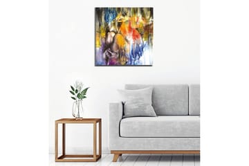 Canvastavla - Abstrakt komposition med en kvinna som omfamnar sig själv - Blå / Orange / Lila - Inredning - Tavlor & posters - Canvastavla