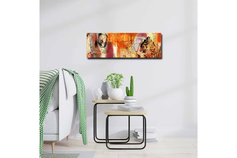 Canvastavla - Abstrakt komposition med energiska färger och former - Orange / Röd / Lila - Inredning - Tavlor & posters - Canvastavla