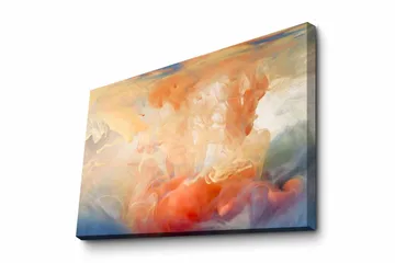 Canvastavla - Abstrakt komposition med färgade svallningar - Orange / Blå / Beige - Inredning - Tavlor & posters - Canvastavla