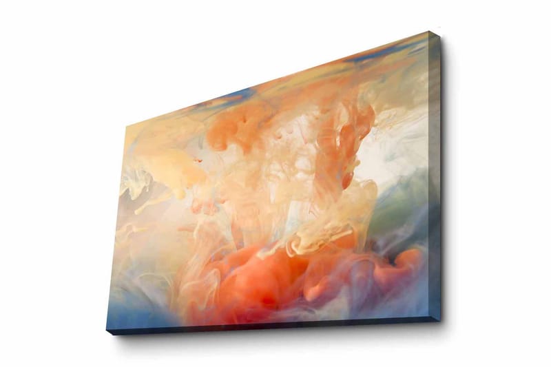 Canvastavla - Abstrakt komposition med färgade svallningar - Orange / Blå / Beige - Inredning - Tavlor & posters - Canvastavla